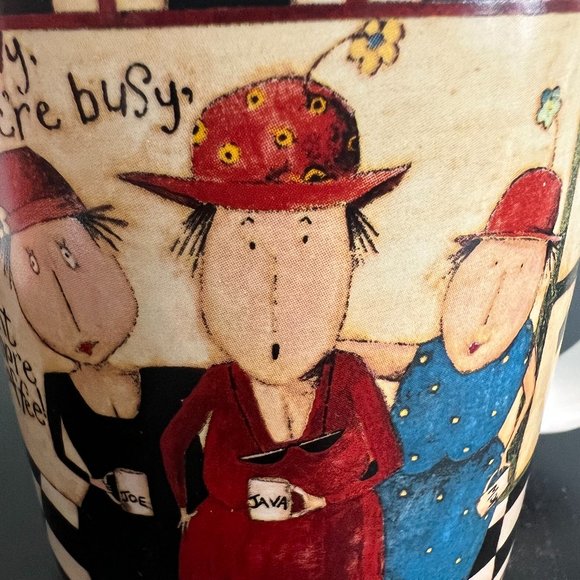 Vintage Lang & Wise BUZZ CAFE Art by Dan DiPaolo `Mug ~ Red Hat Society ~ Ladies - Picture 2 of 6